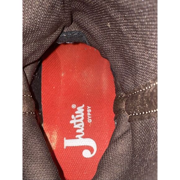 Womens 9 B Justin Cowboy Boots Gypsy L2900 Brown Turquoise Leather Cowgirl - Picture 6 of 9